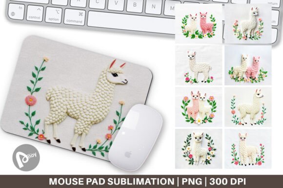Charming Alpaca Embroidery for Your Mouse Pad