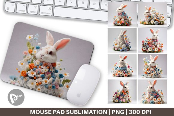 Charming Mouse Pad Bunny Easter Embroidery