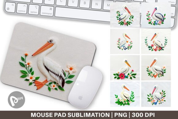 Charming Mouse Pad Pelican Embroidery