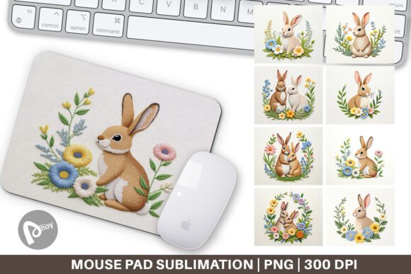 Charming Mouse Pad Rabbit Embroidery for Gifts