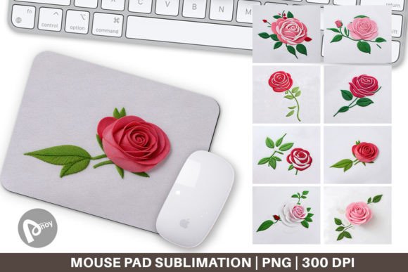 Charming Mouse Pad Rose Embroidery for Gifts