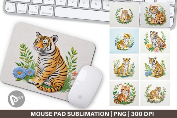 Eye-Catching Mouse Pad Tiger Embroidery