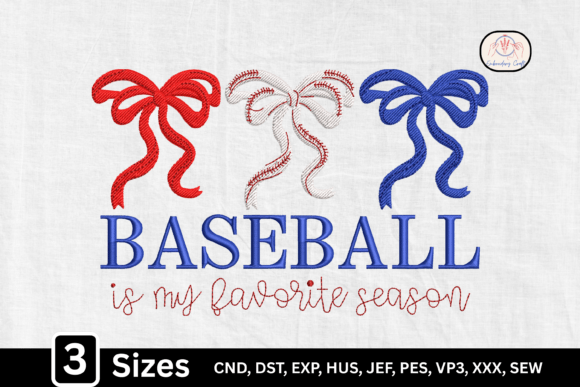 Girly Baseball Coquette Bow: A Charming Embroidery Design