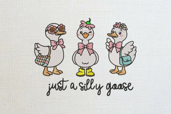 Three Silly Geese: A Whimsical Embroidery Delight