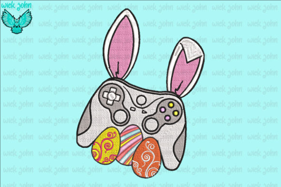 Video Game Bunny Eggs Easter Embroidery