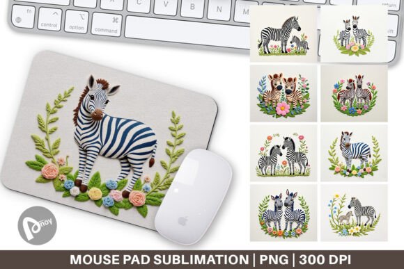 Zebra Embroidery for Stylish Mouse Pads